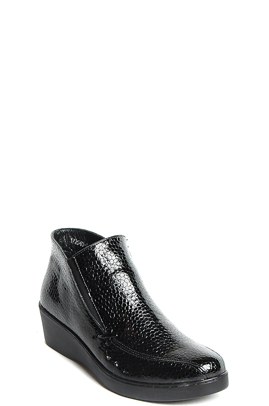 172540-2-710V ботинки   жен. дем. натуральная кожа (лак)/ворсин/термоэластопласт черный Milana