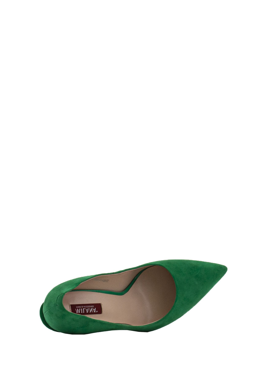 231004-2-2601 туфли лодочки  жен. всесезон. натуральная кожа (велюр)/натуральная кожа/ТЭП зеленый Milana