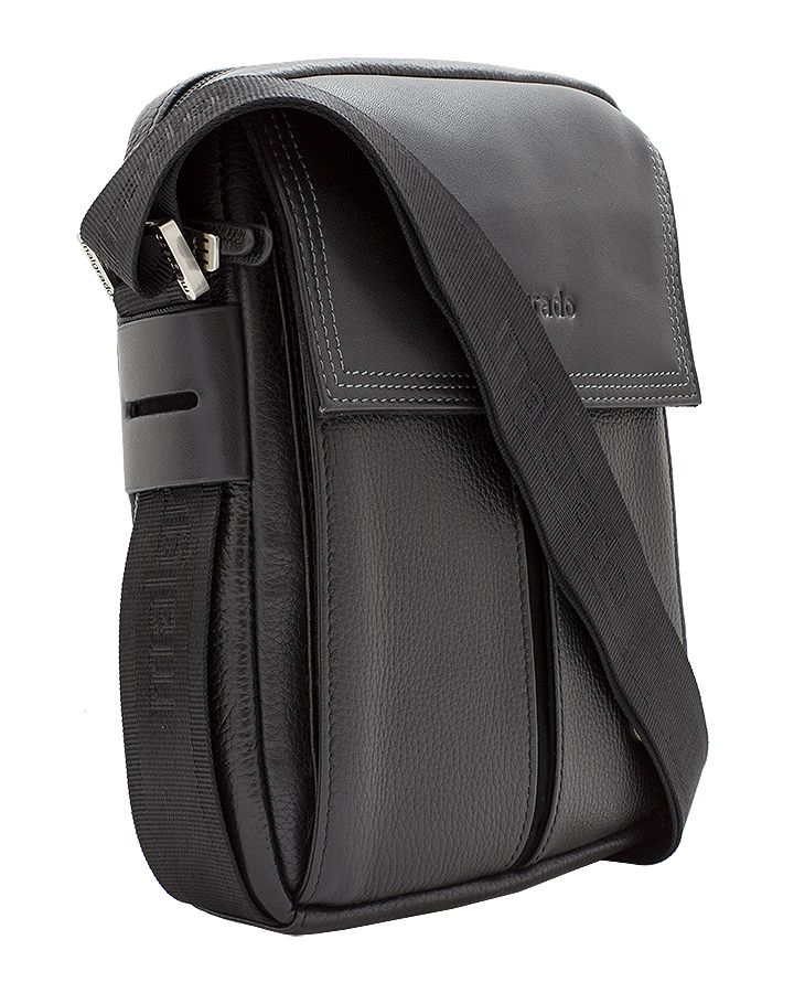BR12-412C1856 сумка - планшет муж. всесезон. натуральная кожа/искусственный шелк черный Malgrado