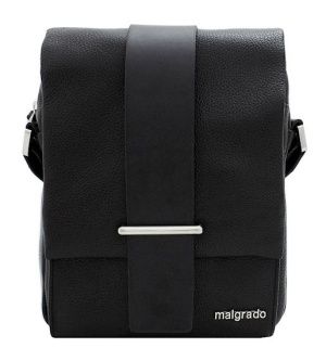 BR09-419 black сумка  муж. всесезон. натуральная кожа/искусственный шелк черный Malgrado