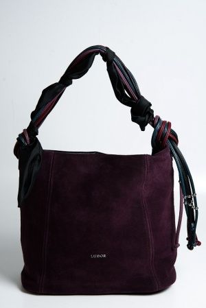 372-58 сумка  жен. дем. натуральная кожа (замша)/текстиль фиолетовый Ludor