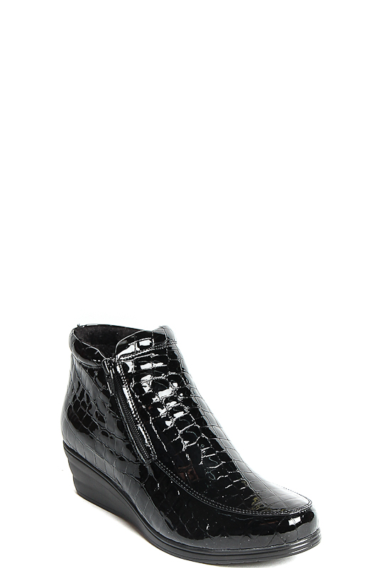 172525-4-710V ботинки   жен. дем. натуральная кожа (лак)/ворсин/термоэластопласт черный Milana