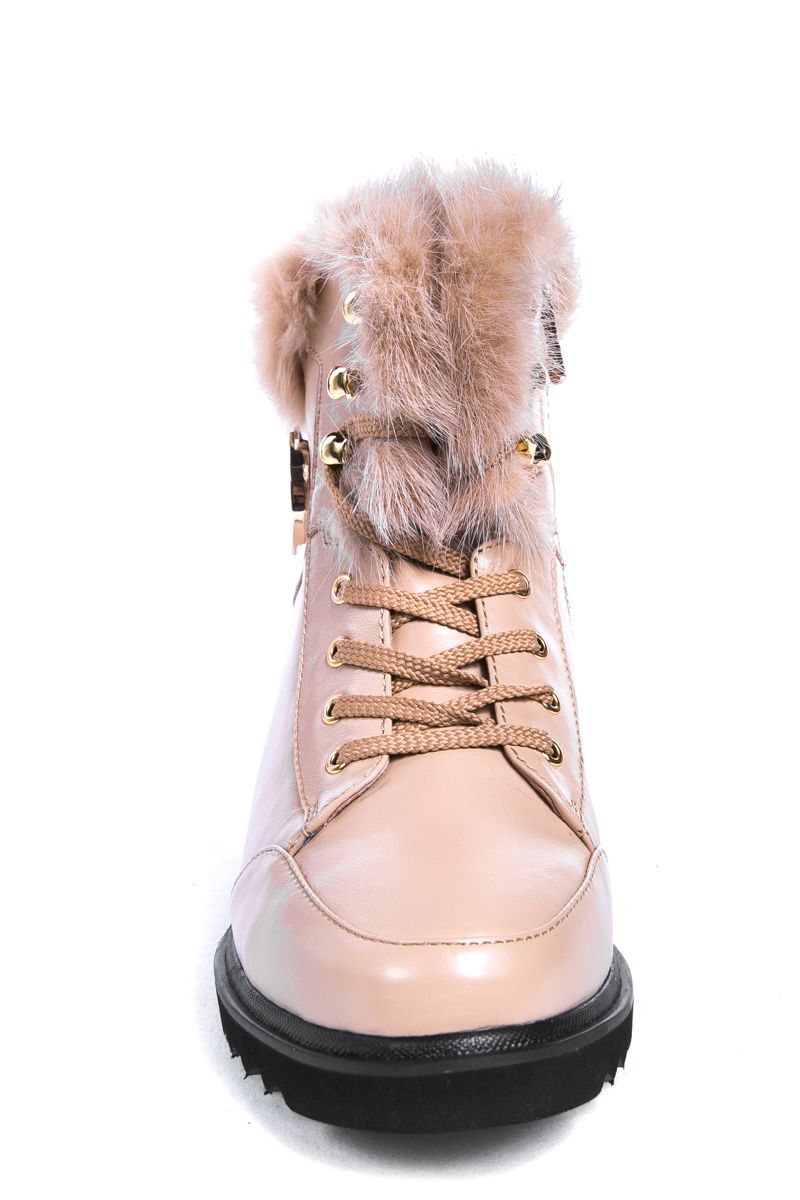 162180-2-131F ботинки  жен. зимн. натуральная кожа/натуральный мех/термоэластопласт бежевый Milana