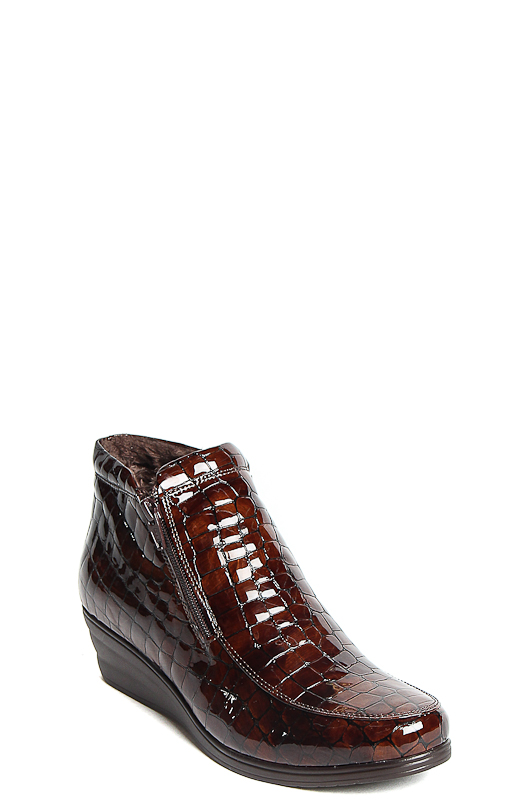172525-4-720V ботинки   жен. дем. натуральная кожа (лак)/ворсин/термоэластопласт коричневый Milana