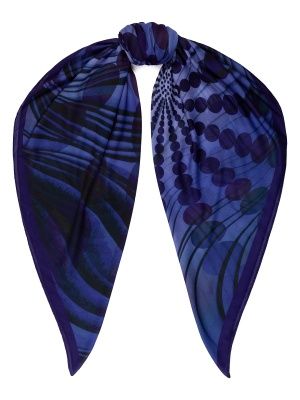 BL16-0670-12 платок жен. дем. шелк; шерсть; модал  синий  Eleganzza