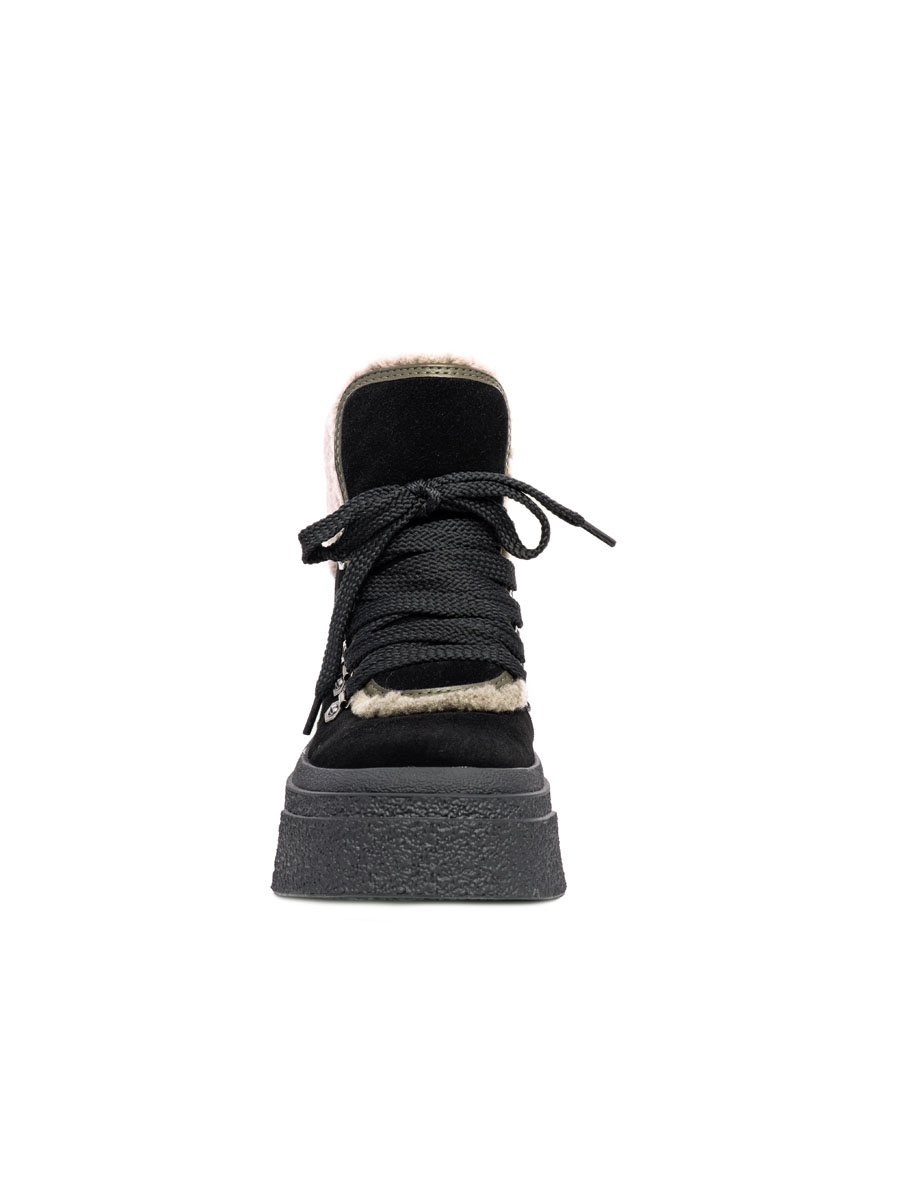 232015-1-310W ботинки жен. зимн. натуральная кожа (спилок)/шерсть/резина черный Milana