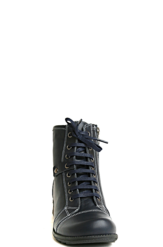 152400-2-150F ботинки   жен. зимн. натуральная кожа/натуральный мех/термоэластопласт синий Milana