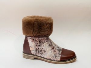 71-03 ботинки  жен. зимн. натуральная кожа/натуральный мех/ТЭП (термоэластопласт) коричневый Roccol