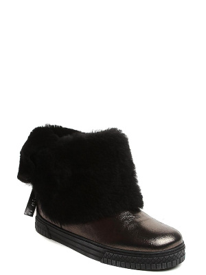 182336-1-128F ботинки  жен. зимн. натуральная кожа/натуральный мех/термоэластопласт бронзовый Milana