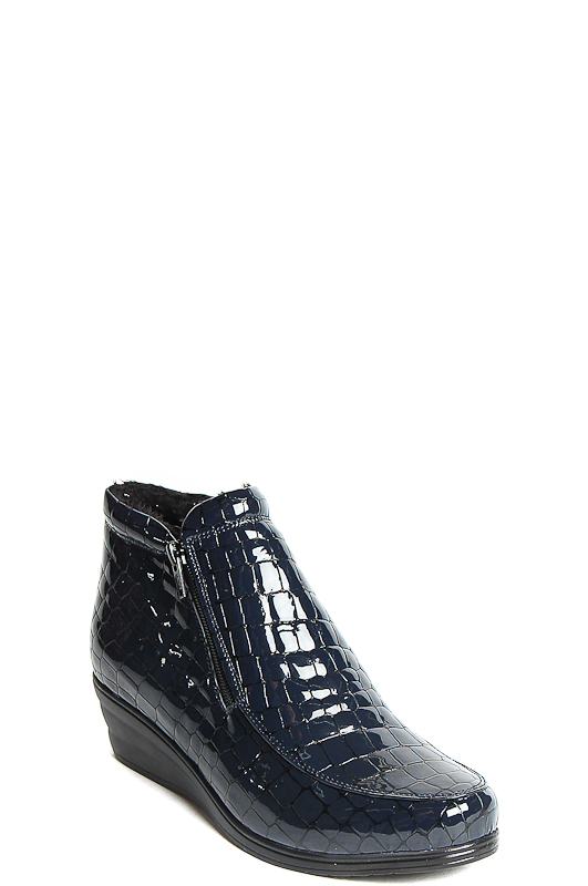 172525-4-750V ботинки   жен. дем. натуральная кожа (лак)/ворсин/термоэластопласт синий Milana