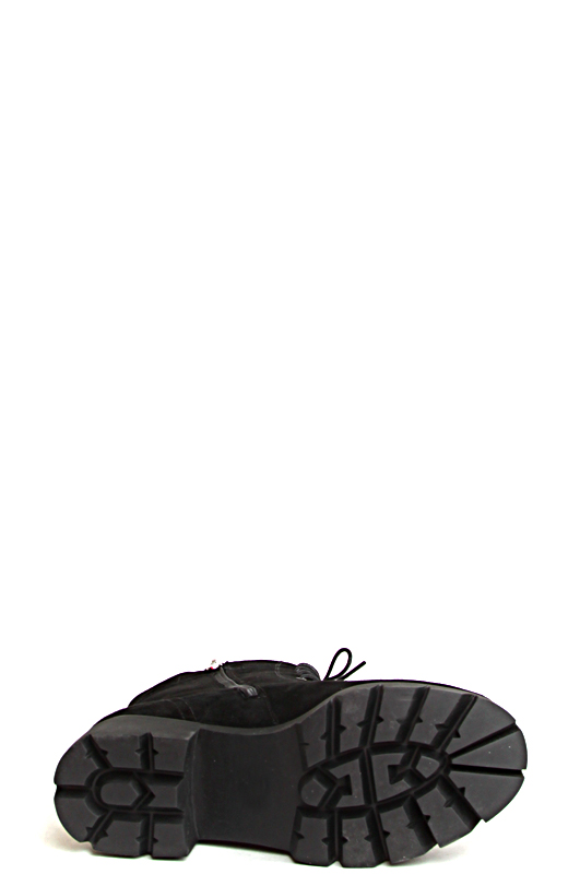 152144-2-310F ботинки   жен. зимн. натуральная кожа (спилок)/натуральный мех/термоэластопласт черный