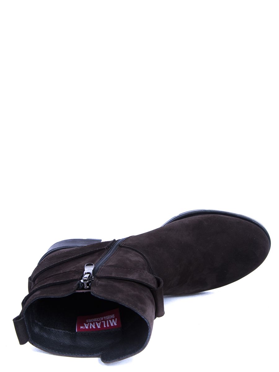 162019-2-820V ботинки  жен. дем. натуральная кожа (нубук)/ворсин/ТЭП (термоэластопласт) коричневый Milana