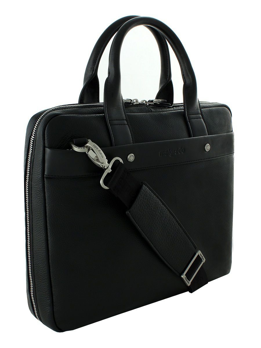 BR09-320 Black сумка муж. всесезон. натуральная кожа/искусственный шелк черный Malgrado
