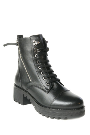 162401-1-110F ботинки   жен. зимн. натуральная кожа/натуральный мех/термоэластопласт черный Milana