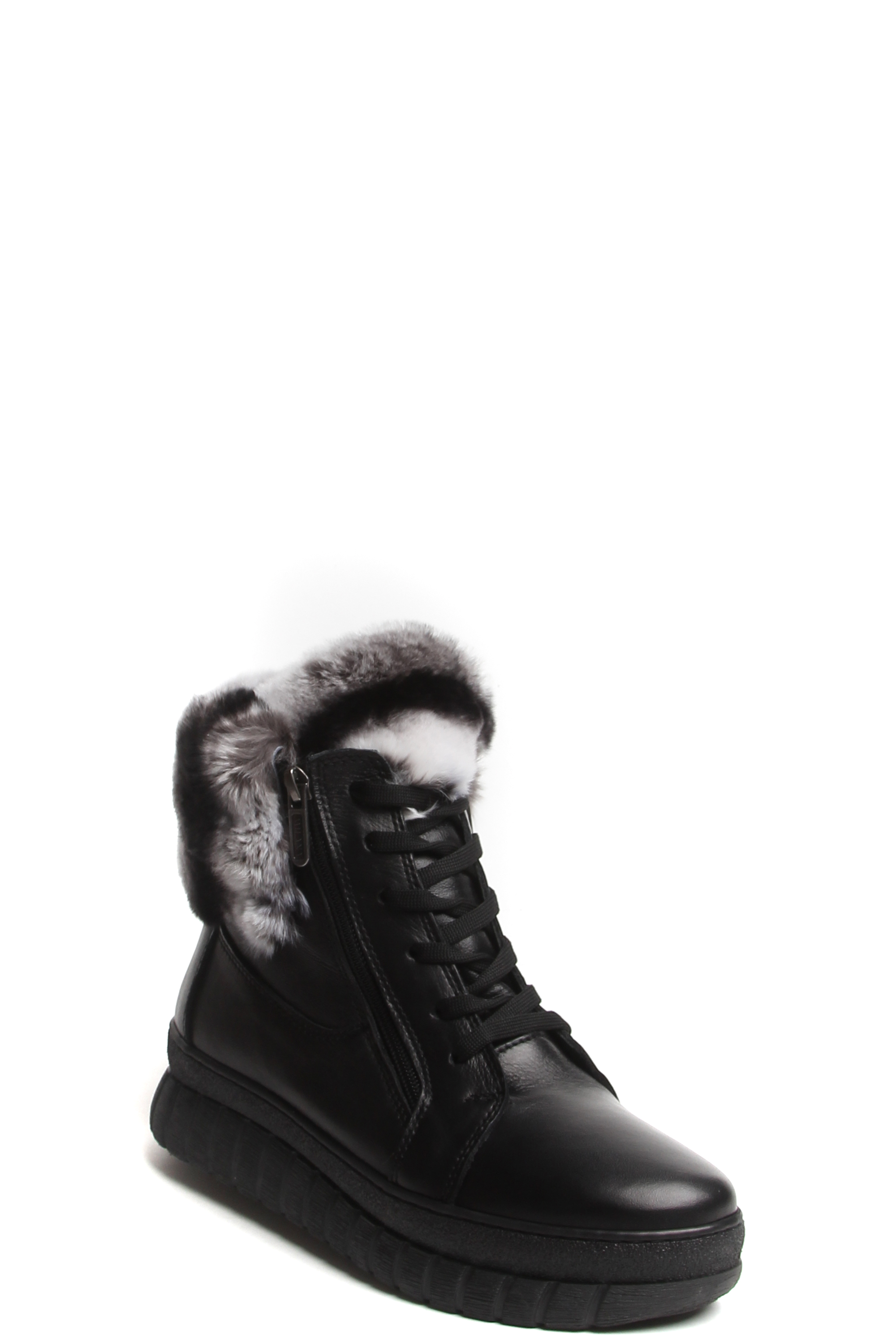182370-1-110F ботинки  взрослый  жен. зимн. натуральная кожа/натуральный мех/термоэластопласт черный