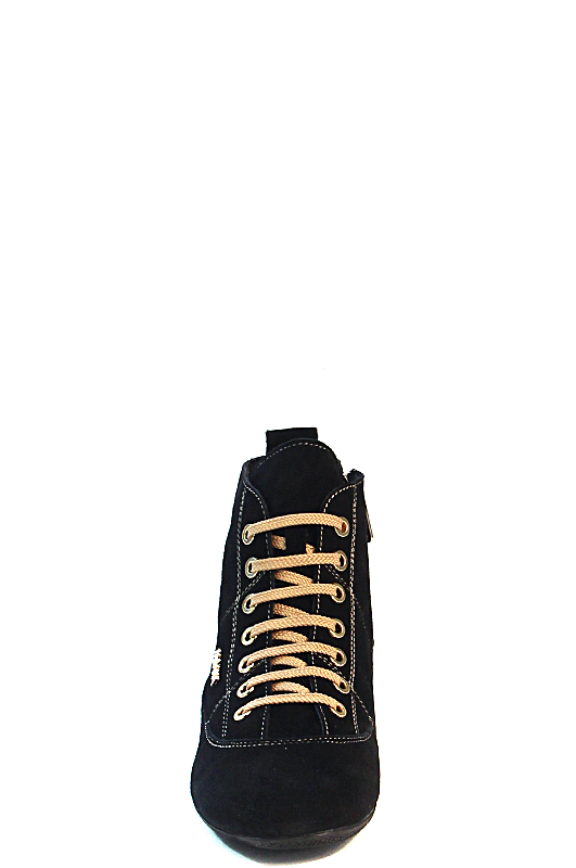 152358-1-210V ботинки   жен. дем. натуральная кожа (велюр)/ворсин/термоэластопласт черный Milana