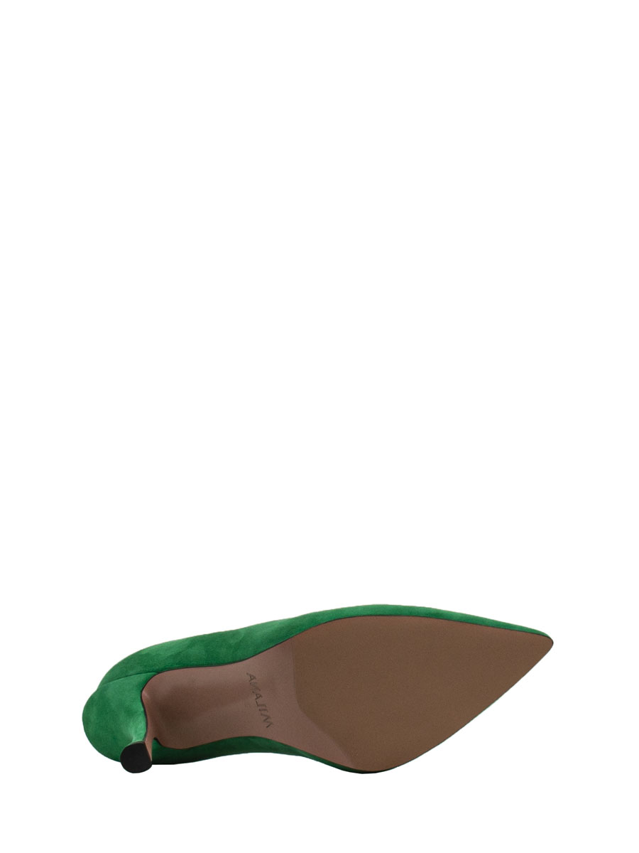 231004-2-2601 туфли лодочки  жен. всесезон. натуральная кожа (велюр)/натуральная кожа/ТЭП зеленый Milana