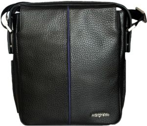 BR11-866C2330  black сумка муж. всесезон. натуральная кожа/искусственный шелк черный Malgrado