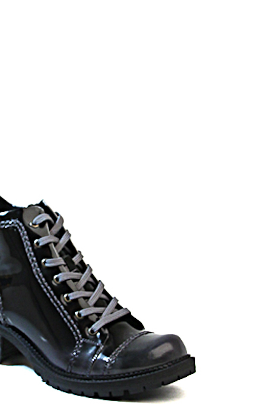 161401-1-710V ботинки   жен. дем. натуральная кожа (лак)/текстиль/термоэластопласт черный Milana