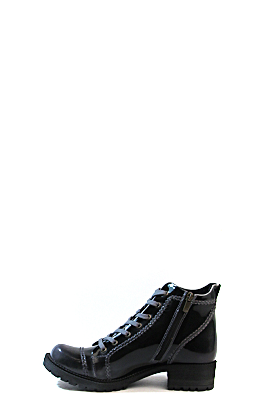 161401-1-710V ботинки   жен. дем. натуральная кожа (лак)/текстиль/термоэластопласт черный Milana