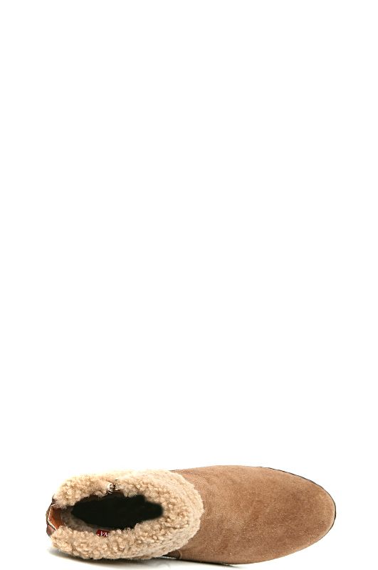 132192-1-221F ботильоны  жен. зимн. натуральная кожа (спилок)/натуральный мех/ТЭП (термоэластопласт) коричневый Milana