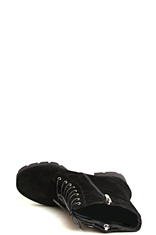 152144-2-310F ботинки   жен. зимн. натуральная кожа (спилок)/натуральный мех/термоэластопласт черный