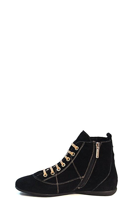 152358-1-210V ботинки   жен. дем. натуральная кожа (велюр)/ворсин/термоэластопласт черный Milana