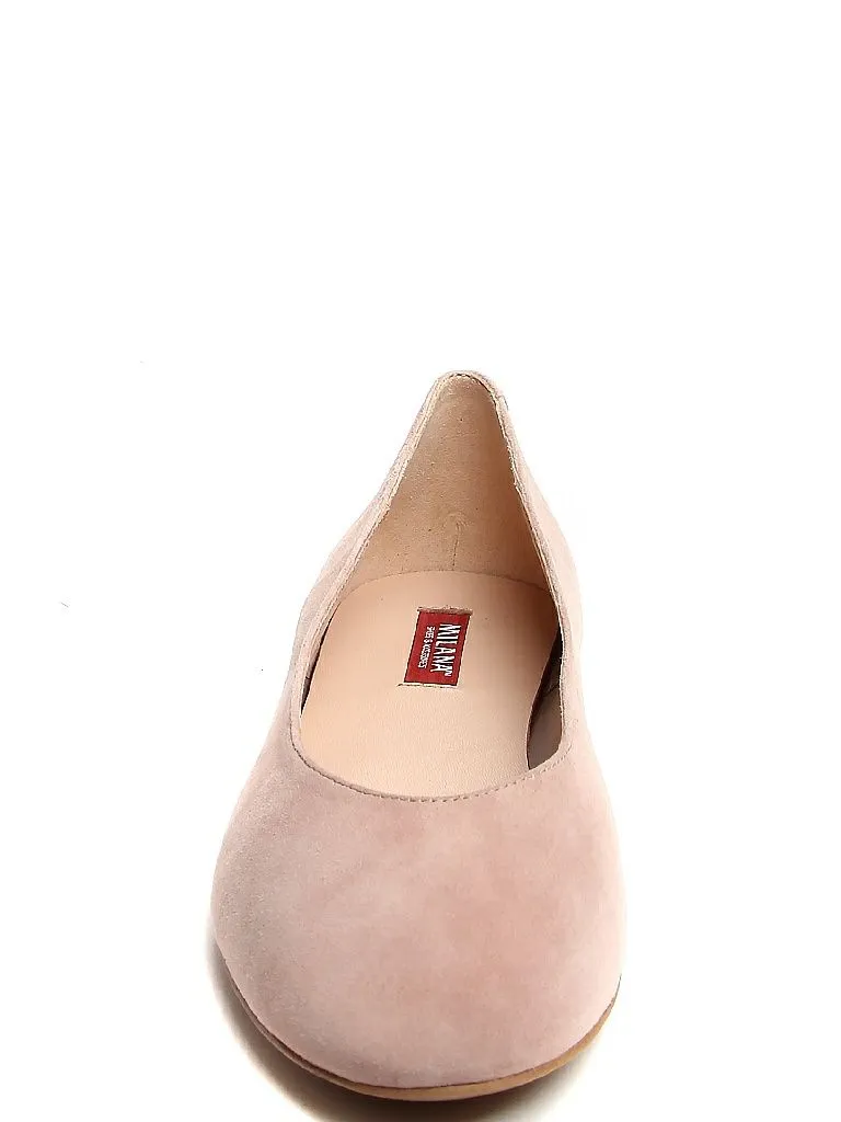 201212-1-2491 туфли  жен. всесезон. натуральная кожа (велюр)/натуральная кожа/термопластичная резина пудровый Milana